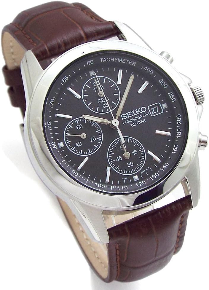 Seiko SND309P1 — хронограф, коричневый кожаный ремешок