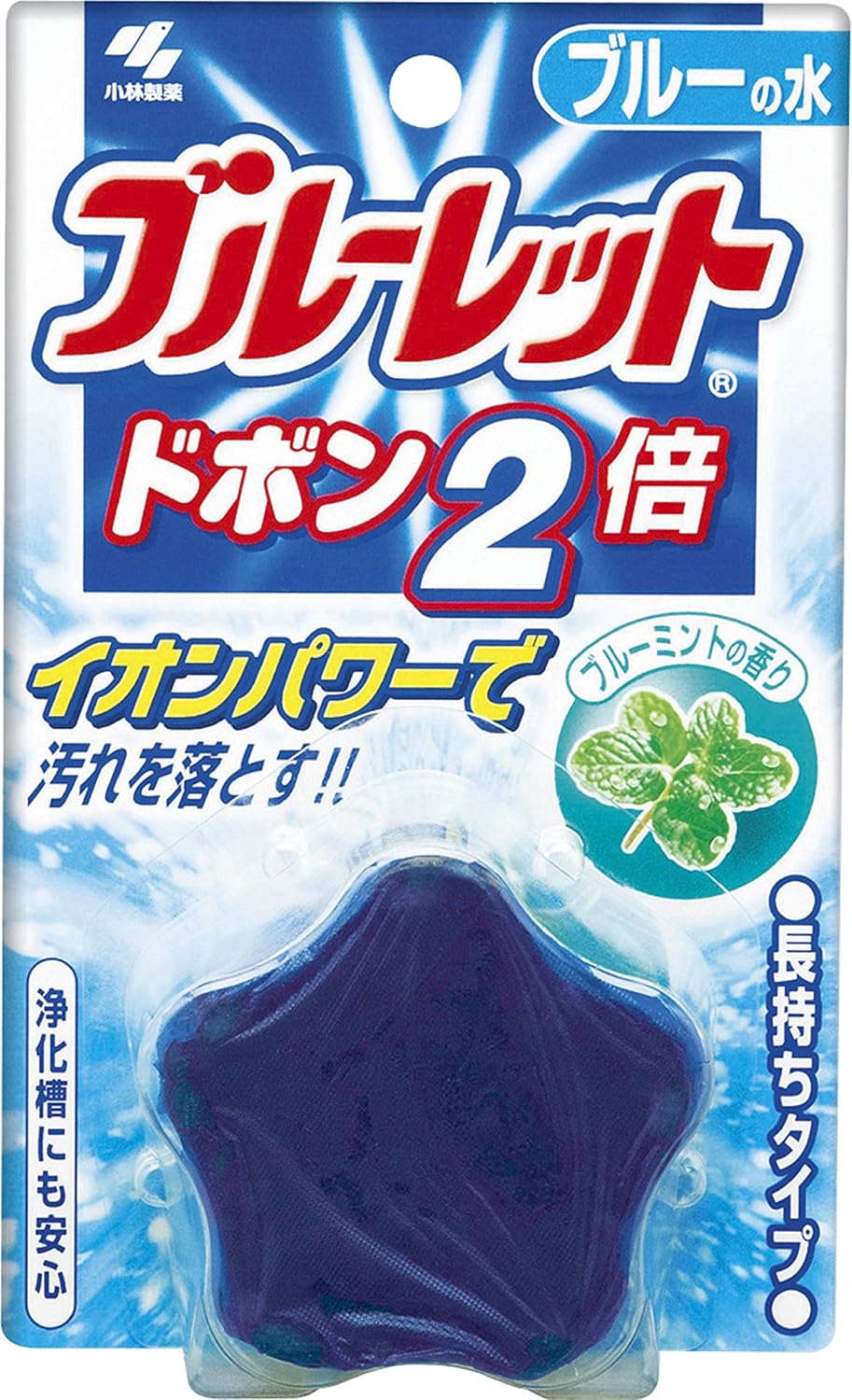Kobayashi Bluelet Dobon 2× — очиститель для бачка унитаза, 120 г