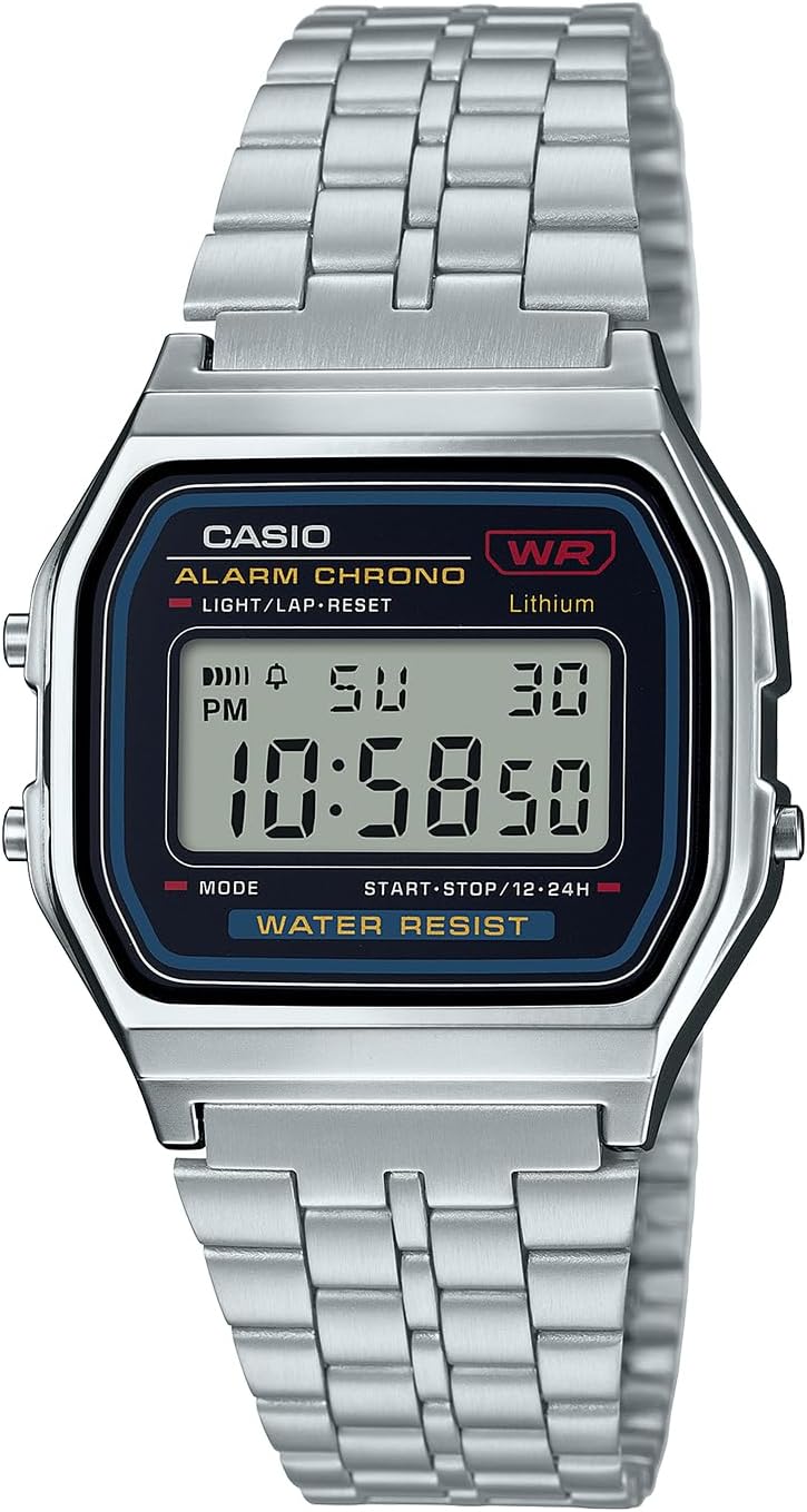 Casio A159WA-N1JH — цифровые часы, стальной браслет