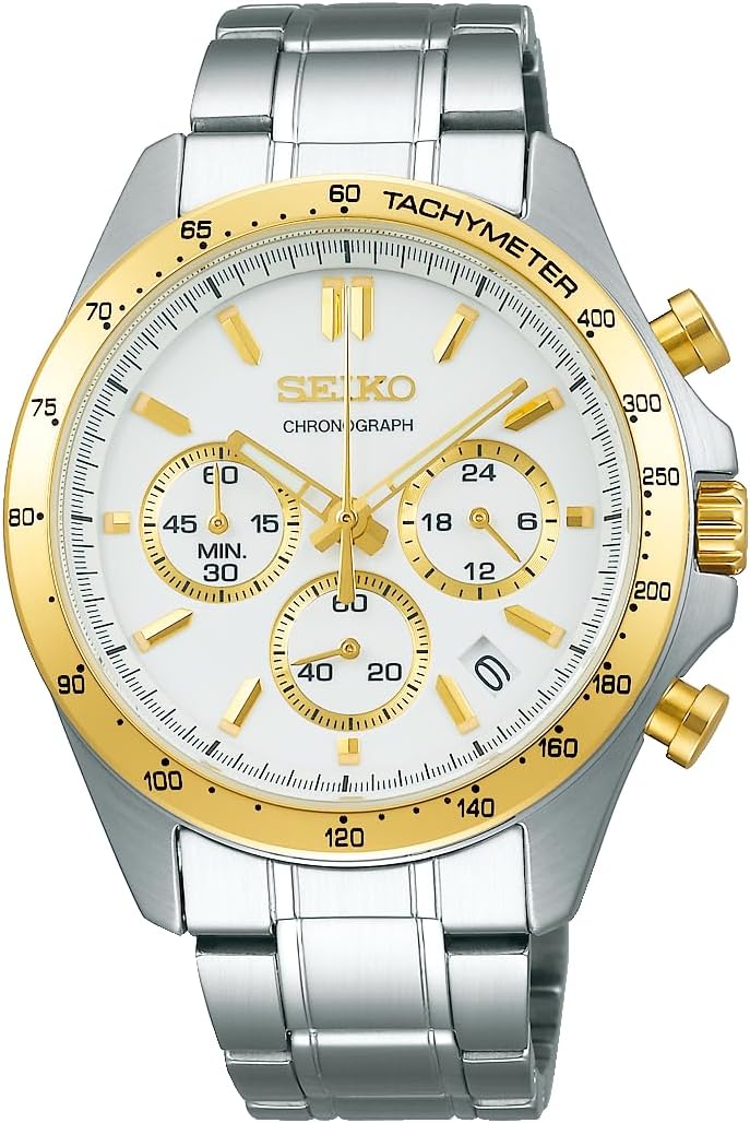 Seiko Selection SBTR024 — мужские часы, хронограф, белый с золотом