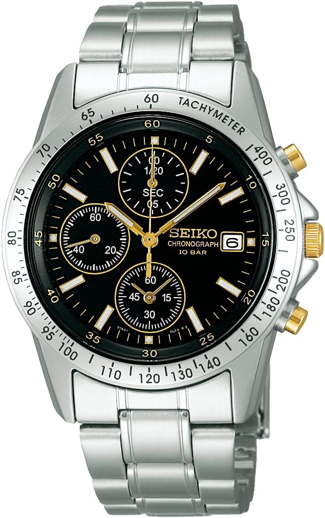 Seiko Selection SBTQ043 — мужские часы, хронограф, чёрный с золотом